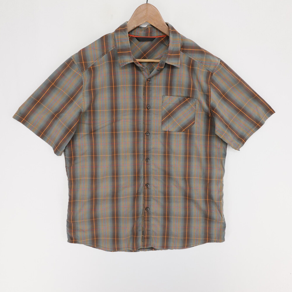 Arcteryx Pathline Shirt Mens L Brown Plaid Short Sleeve Outdoor Button Up